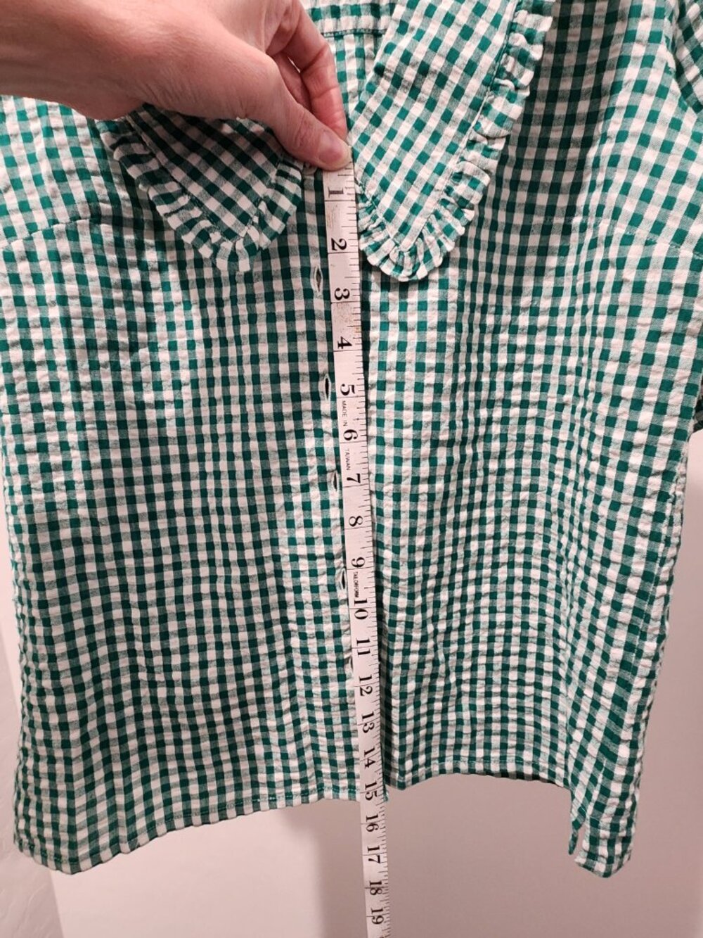 UK 10 / US 6 Brora Green Gingham Cotton Blouse Women's Cottagecore Preppy - Picture 3 of 10